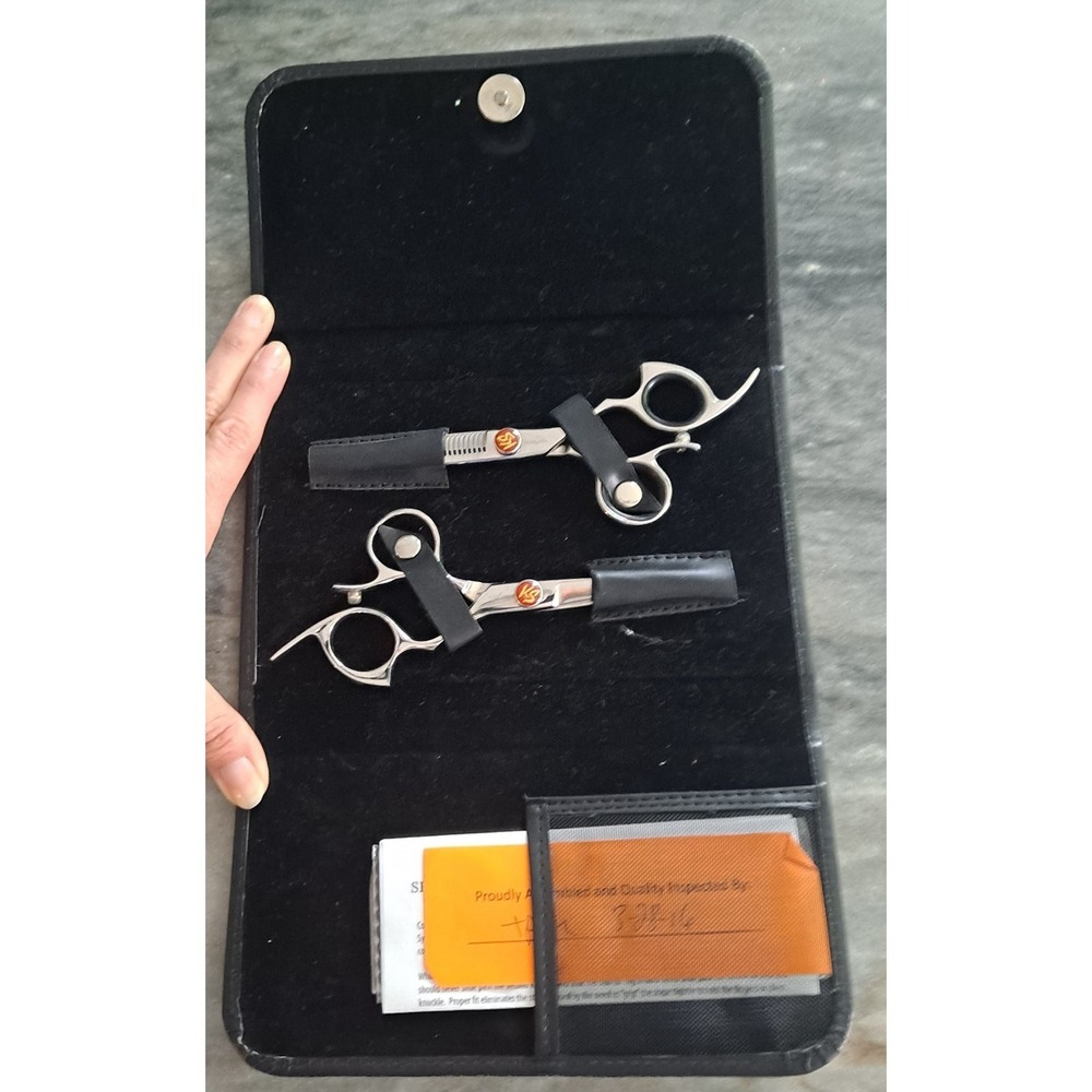 Shark Fin Professional Shears  Perfect Alignment System Set Of 2 With Case Read